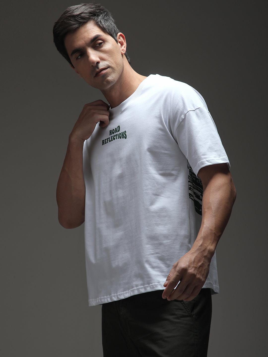 Mens Half Sleeve Drop Shoulder Printed Oversized Fit T-Shirts