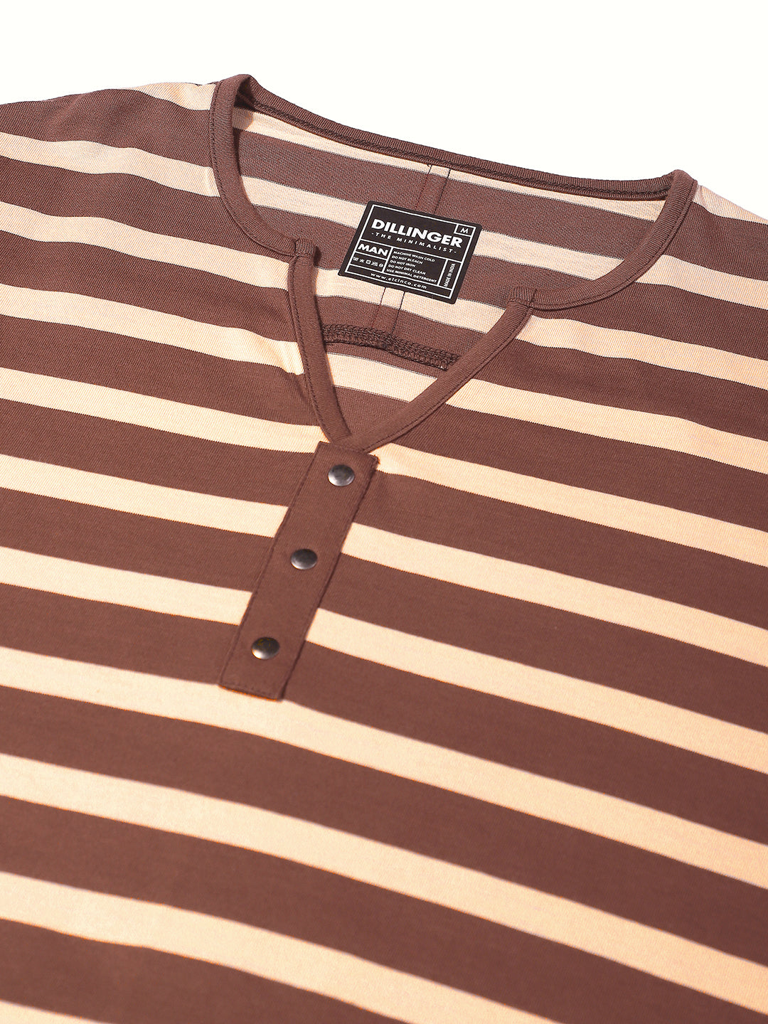 Mens Full Sleeve Henley Neck Striped Regular Fit Tshirts