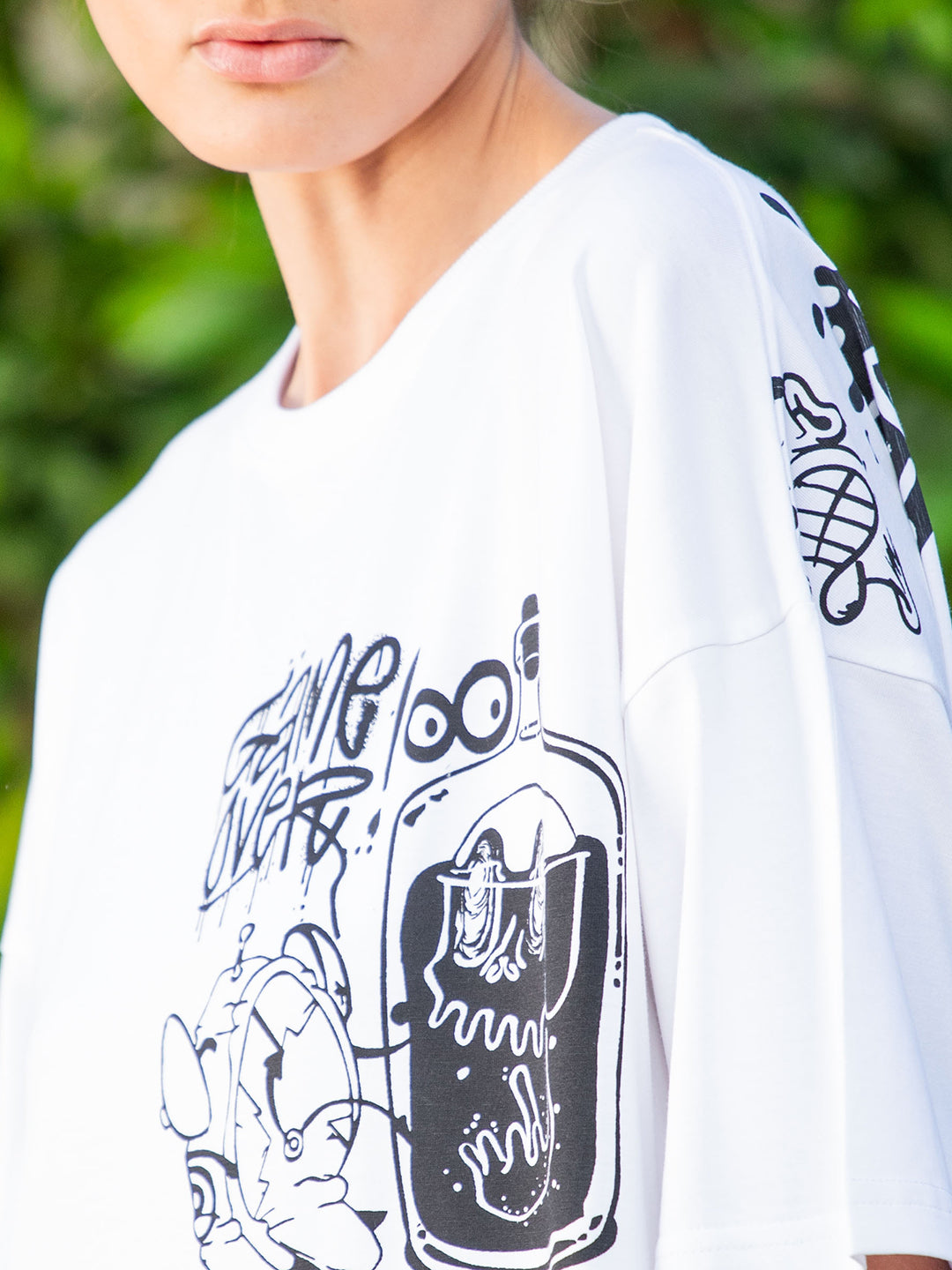 Womens Half Sleeve Drop Shoulder Printed Oversized Fit T-Shirts