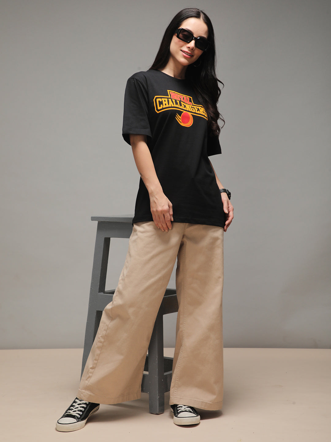 Womens Half Sleeve Round Neck Printed Oversized Fit Tshirts