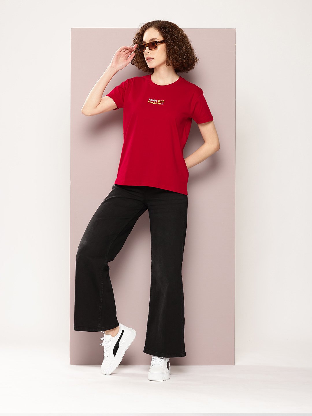 Womens Half Sleeve Round Neck Boxy Fit T-Shirts
