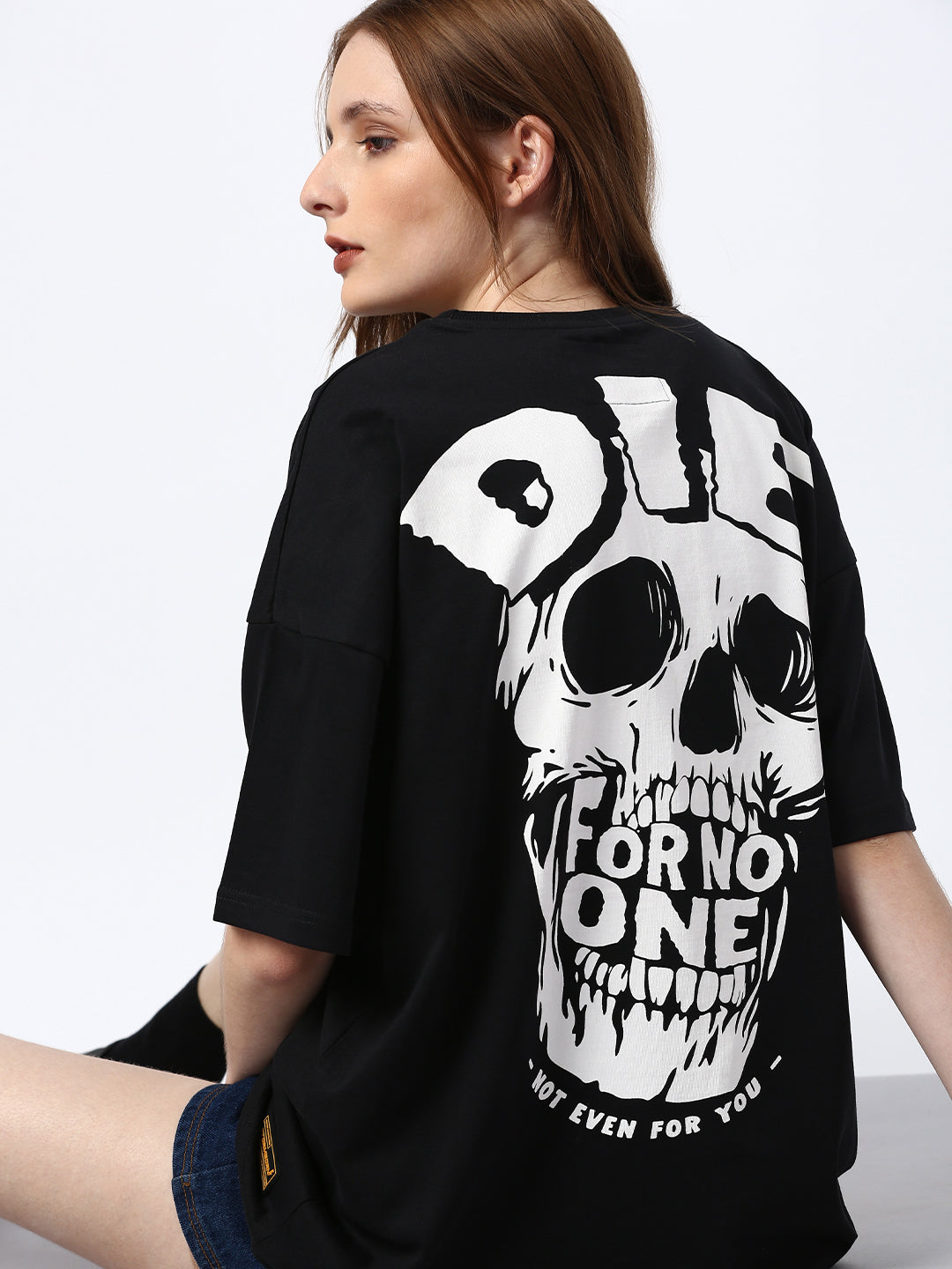 Womens Half Sleeve Drop Shoulder Printed Oversized Fit T-Shirts