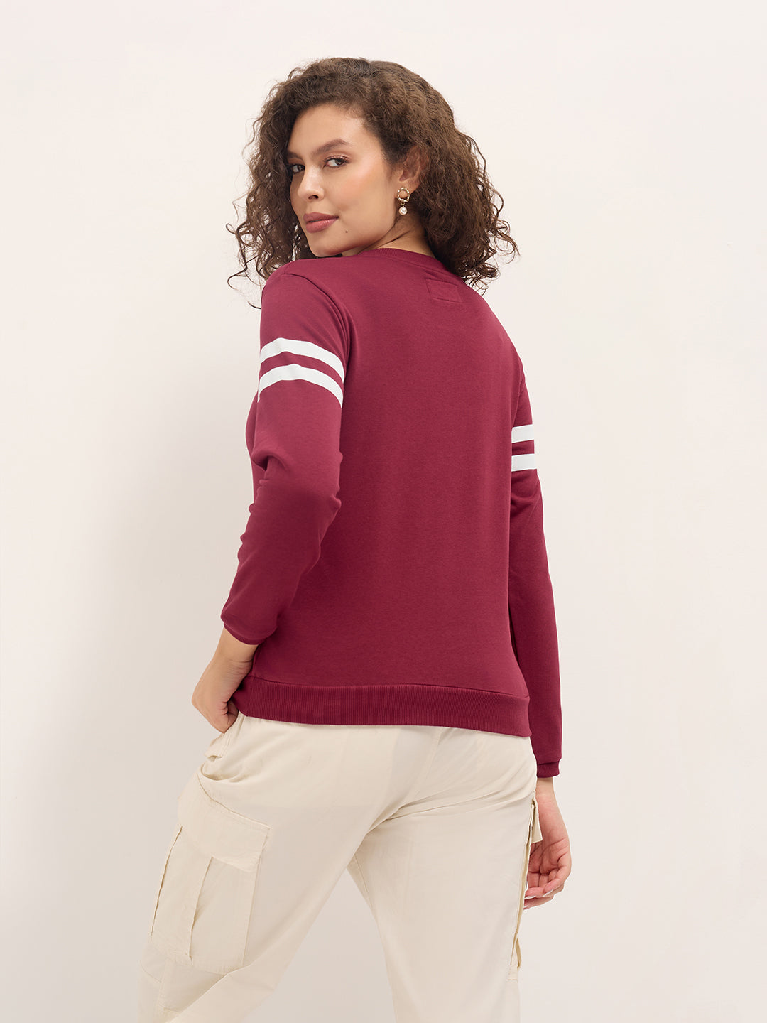 Womens Full Sleeve Round Neck Embroidered Relaxed Fit Tshirts