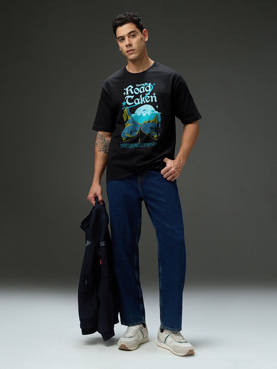 Mens Round Neck Half Sleeve Printed Oversized Fit Tshirt