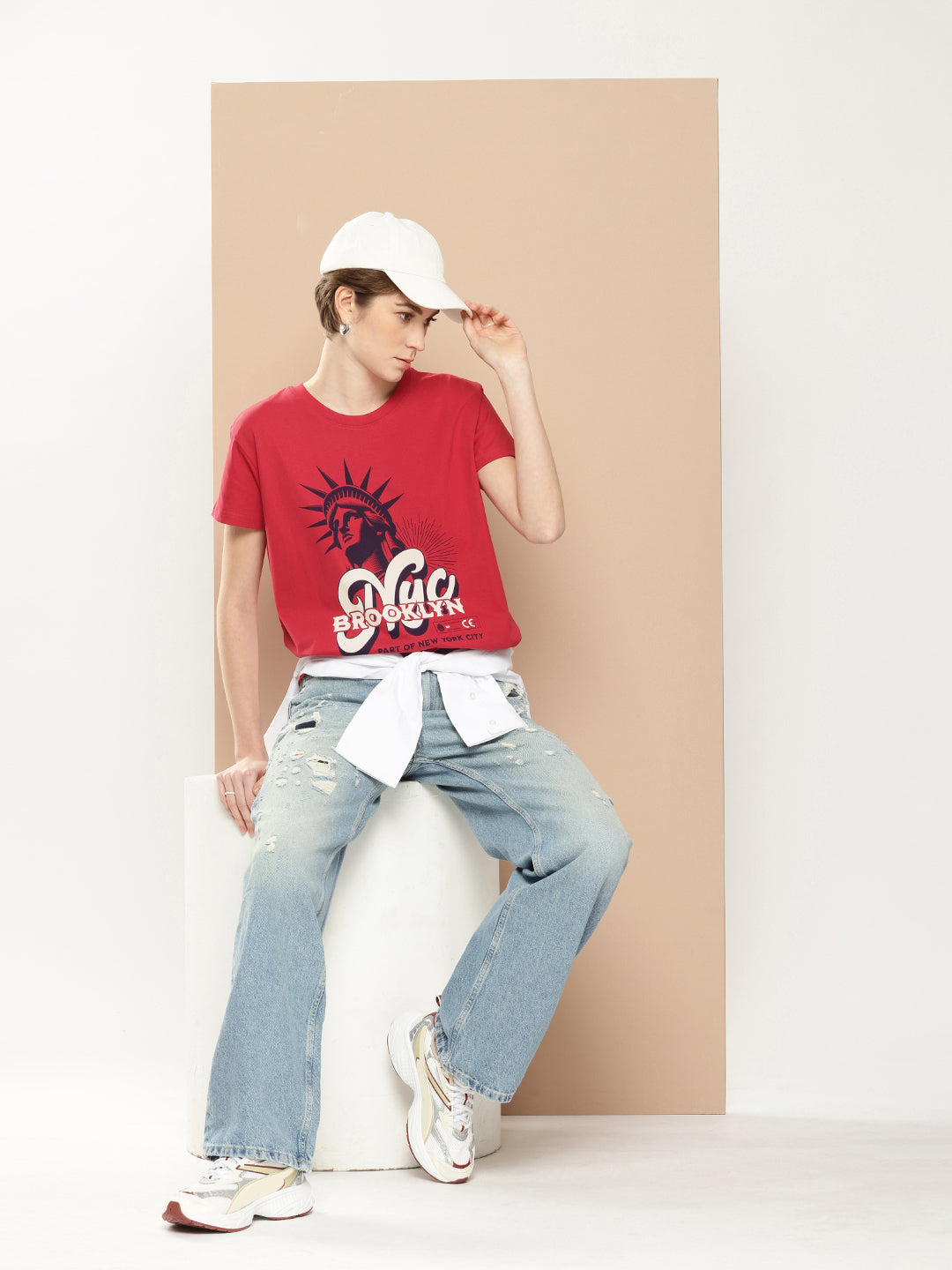 Womens Half Sleeve Round Neck Printed Boxy Fit Tshirts