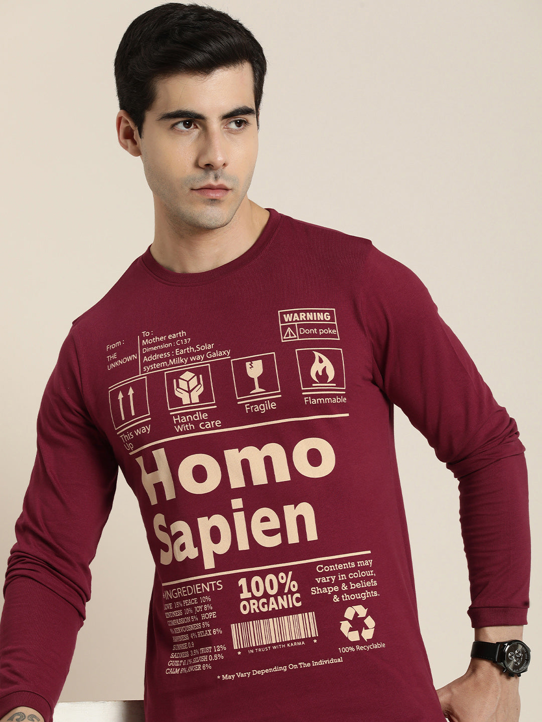 Mens Full Sleeve Round Neck Regular Fit T-Shirts