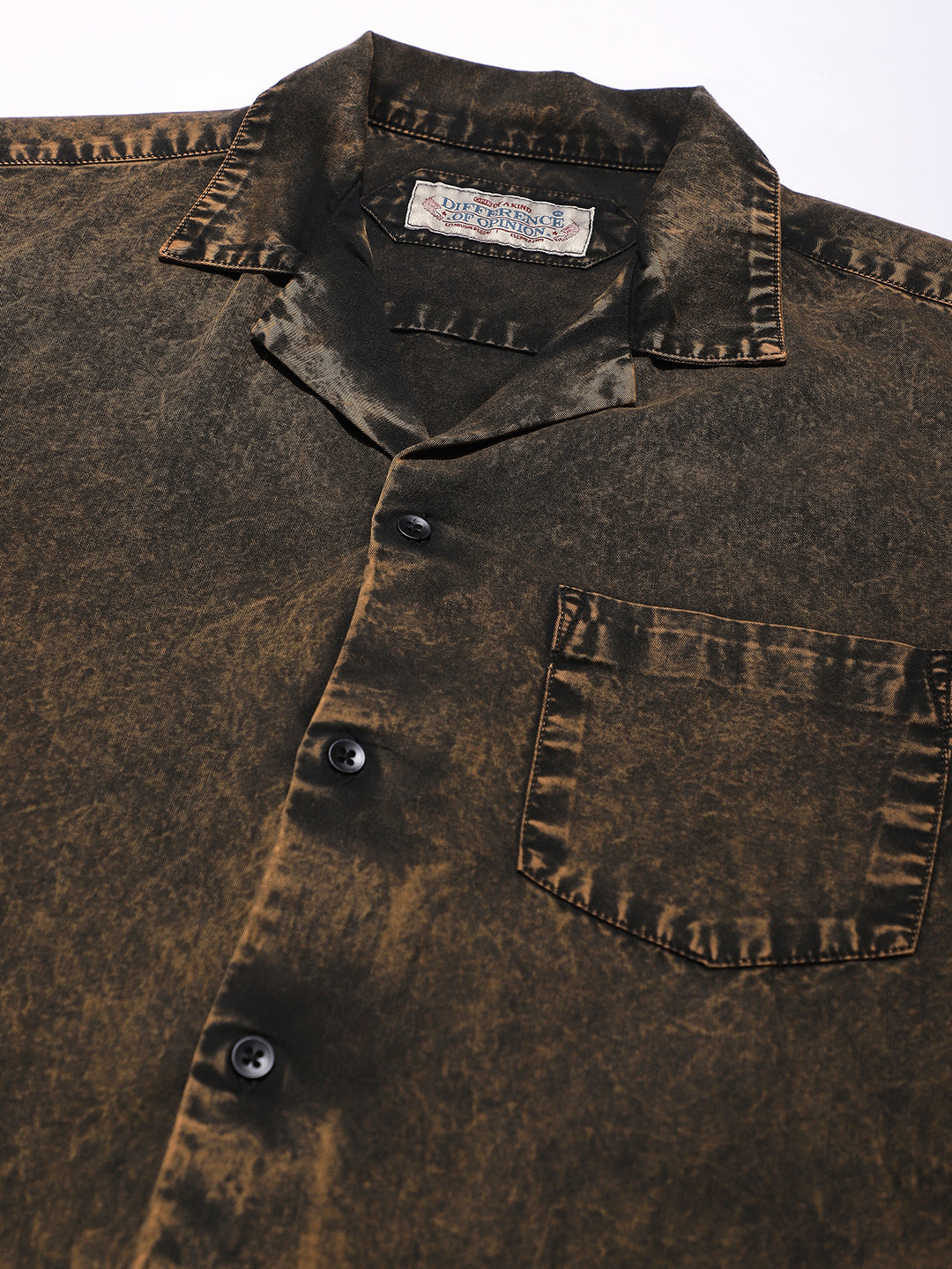 Men Boxy Regular Acid Washed Solid & Pocket Shirt