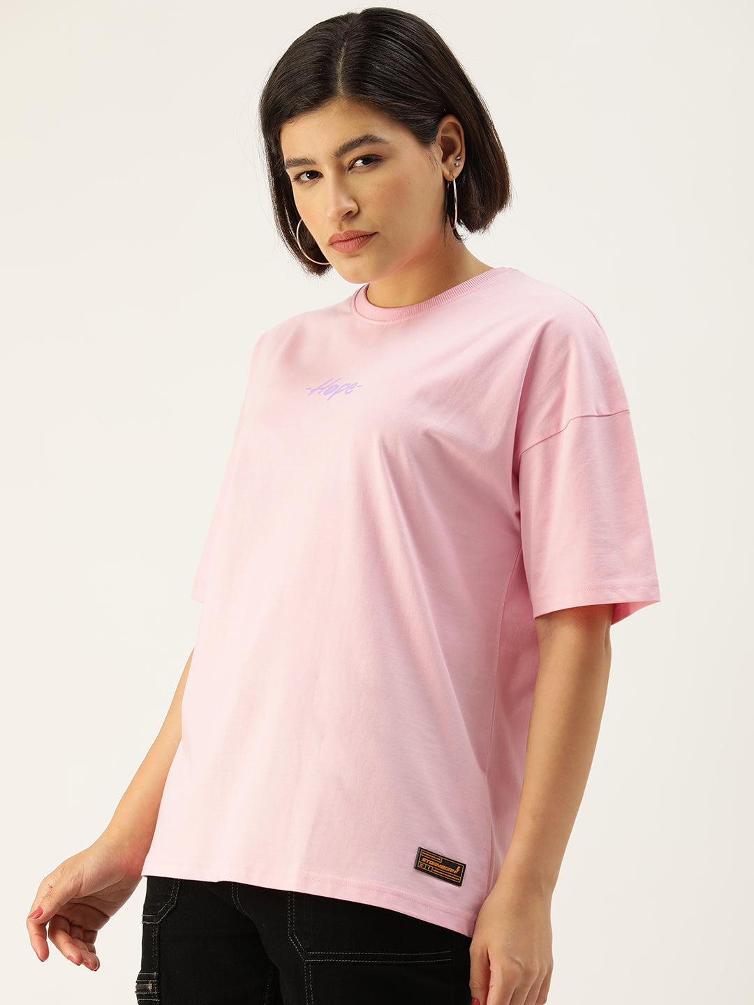 Womens Half Sleeve Drop Shoulder Printed Oversized Fit T-Shirts