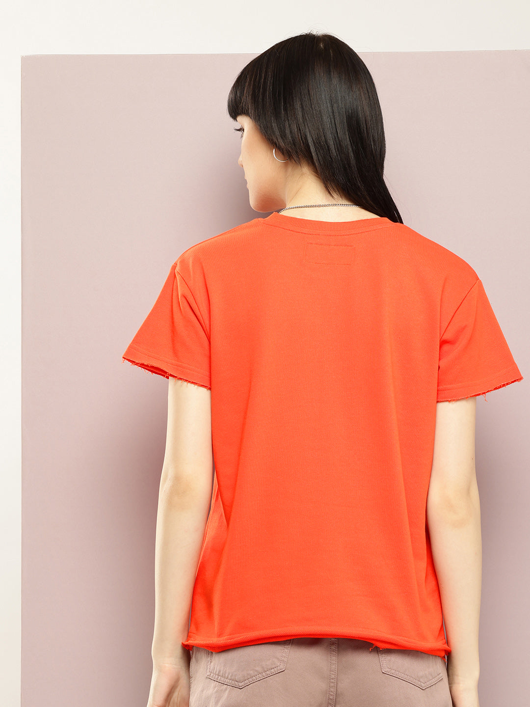 Womens Half Sleeve Round Neck Solid Boxy Fit Tshirts