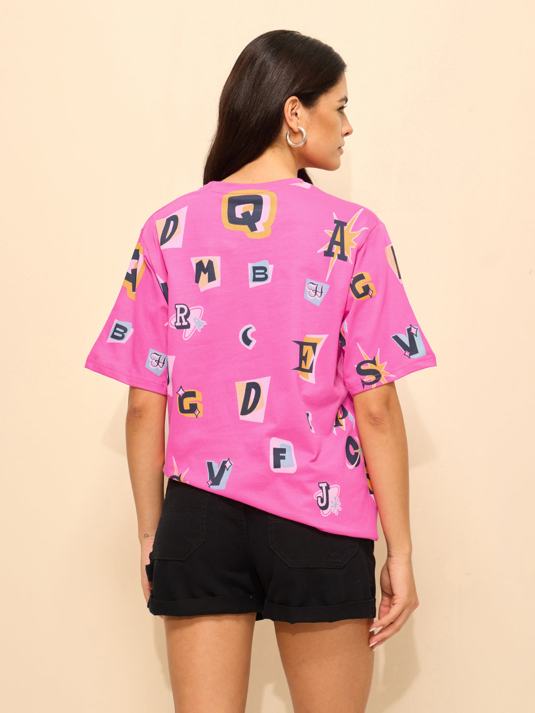 Womens Printed Oversized Cotton T-Shirt