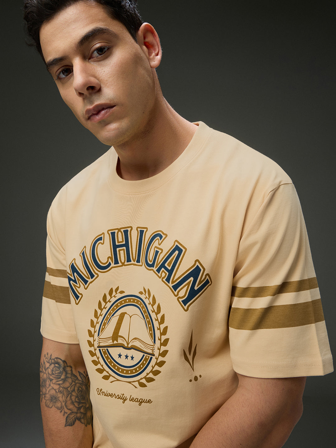 Mens Round Neck Half Sleeve Printed Oversized Fit Tshirt