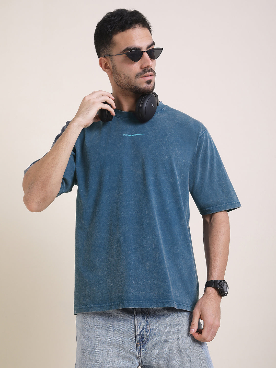 Mens Half Sleeve Round Neck Back Printed Oversized Fit Tshirts