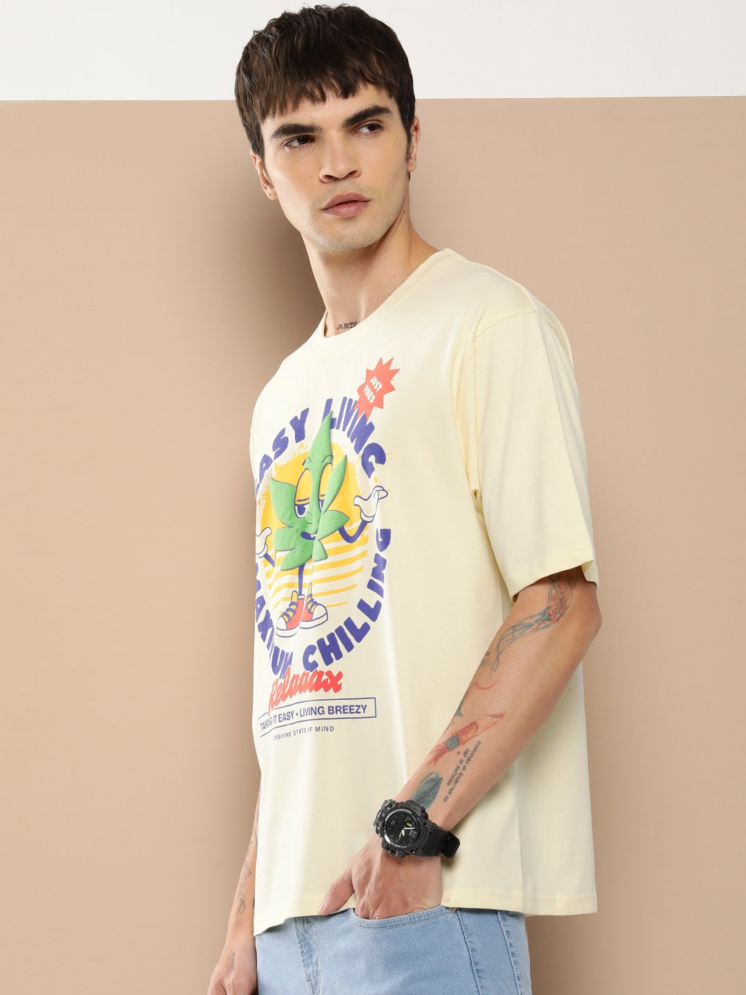Mens Half Sleeve Round Neck Oversized Fit T-Shirts