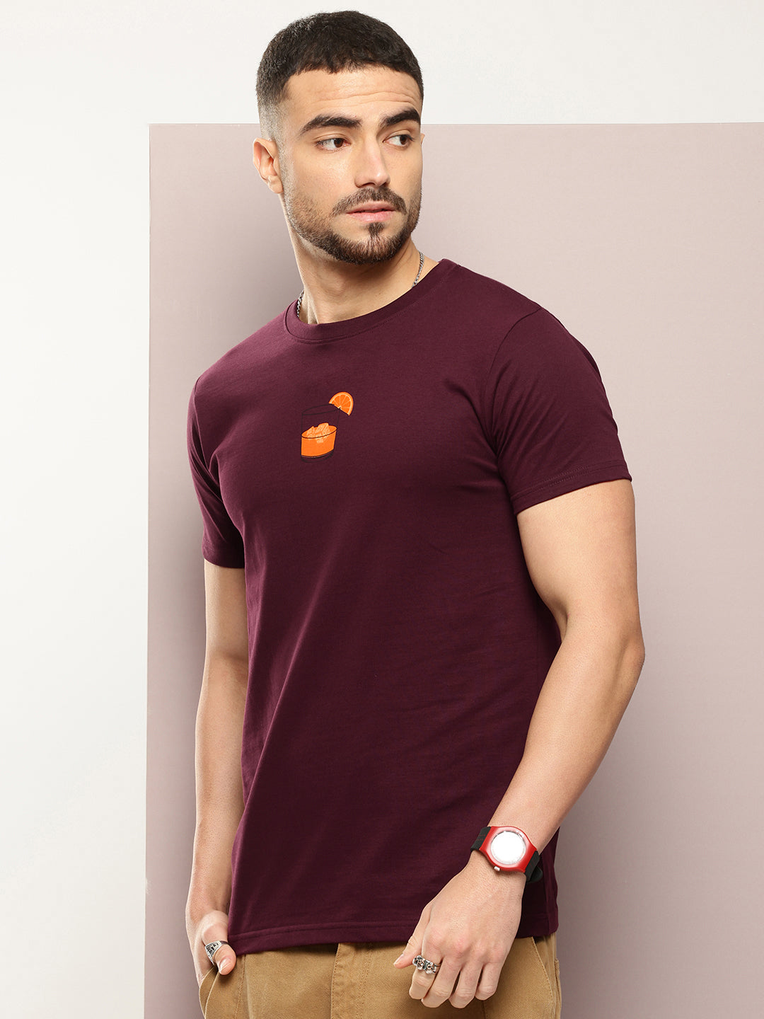 Mens Half Sleeve Round Neck Back Printed Regular Fit Tshirts