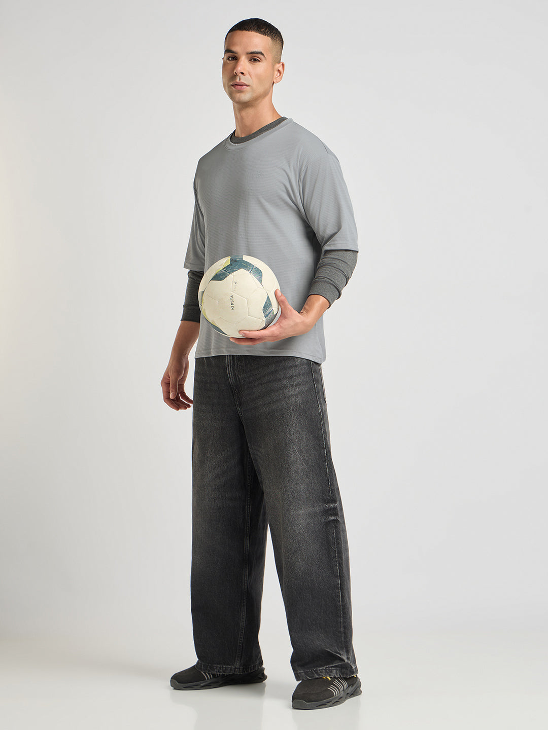 Mens Solid Oversized Half Sleeve Round Neck Polyester Tshirt