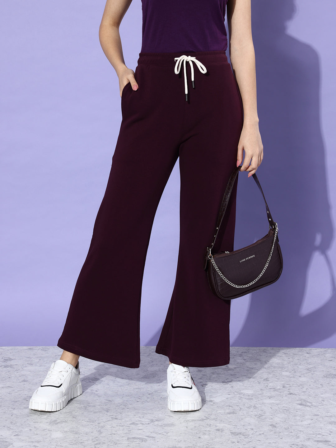 Women Solid Relaxed Fit Track Pant