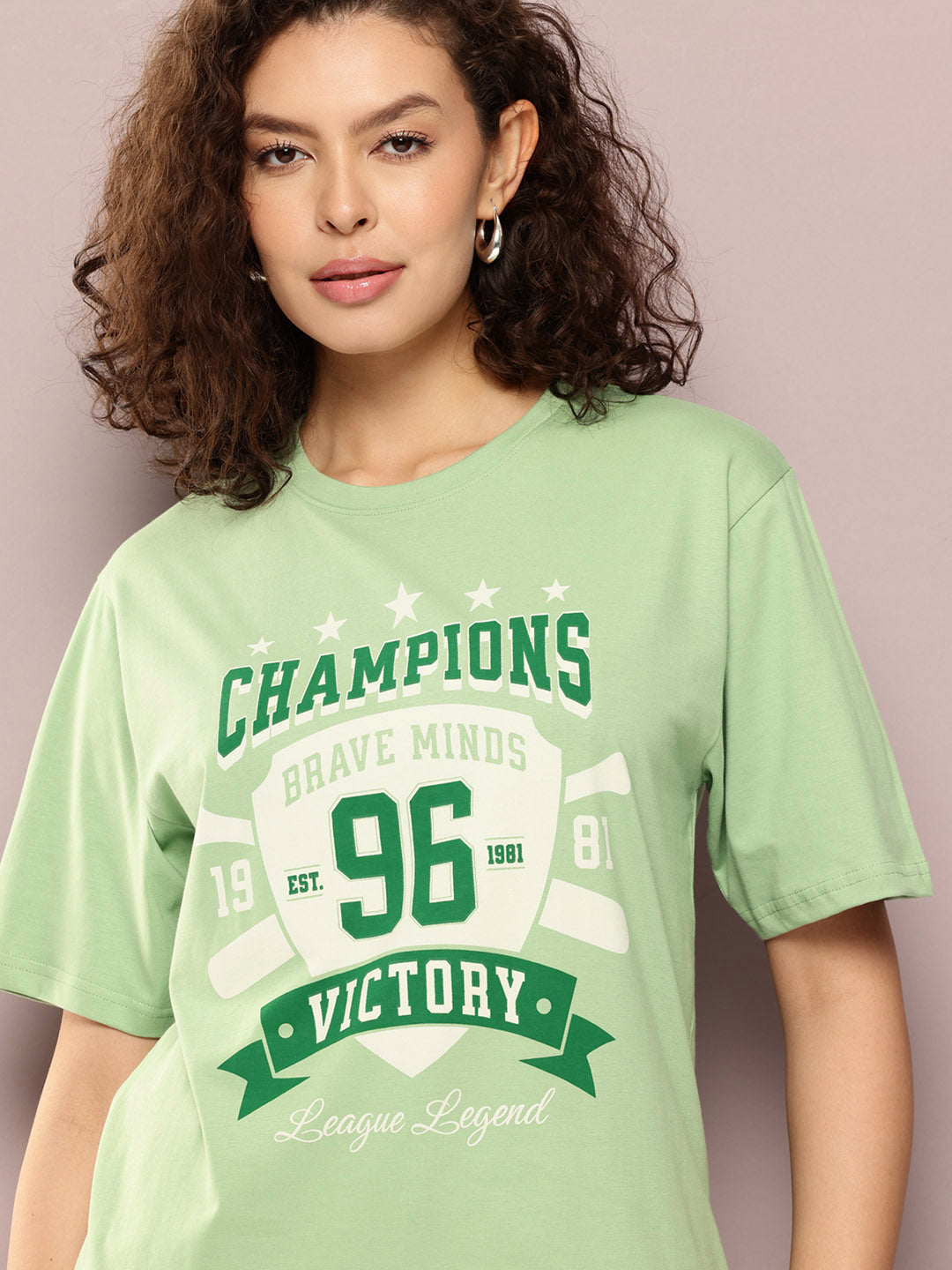 Womens Half Sleeve Round Neck Printed Oversized Fit Tshirts