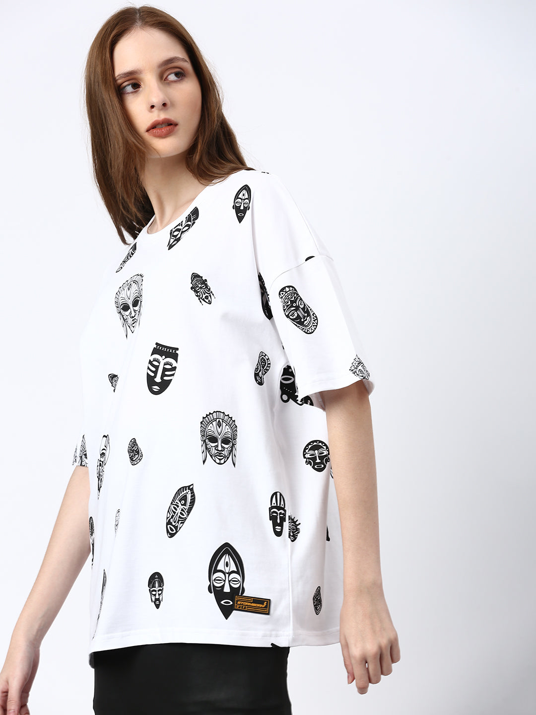 Womens Half Sleeve Drop Shoulder Printed Oversized Fit T-Shirts