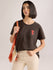 Womens Embroidery Boxy Regular Fit French Terry Cotton Tshirt