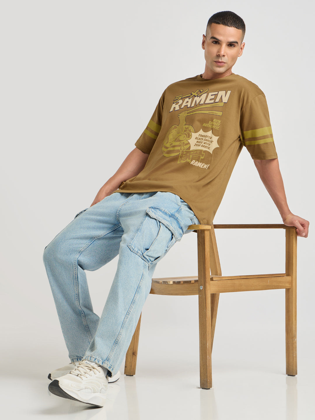 Mens Printed Oversized Half Sleeve Round Neck Tshirt