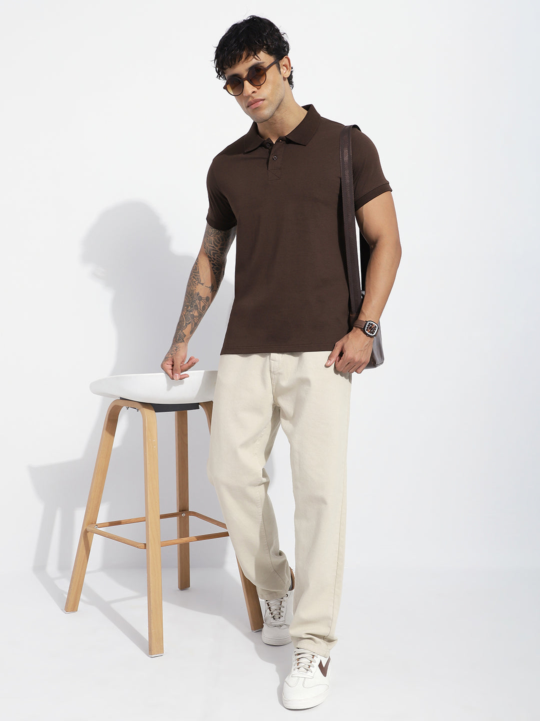 Mens Half Sleeve Polo Neck Solid Regular Fit Tshirts