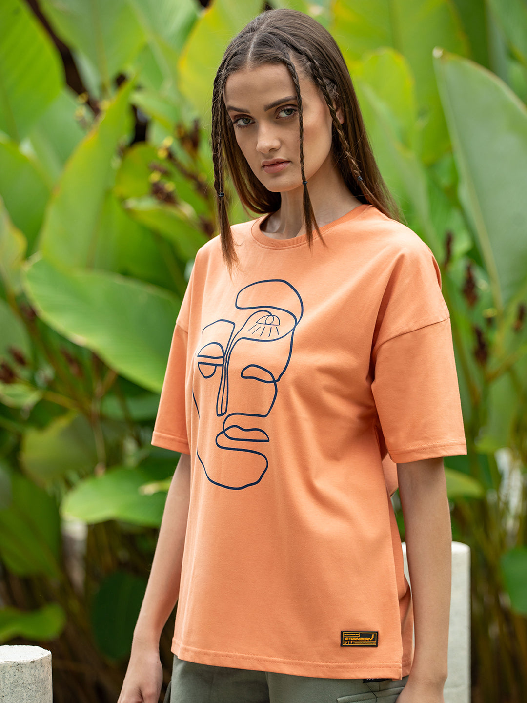 Womens Half Sleeve Drop Shoulder Printed Oversized Fit T-Shirts