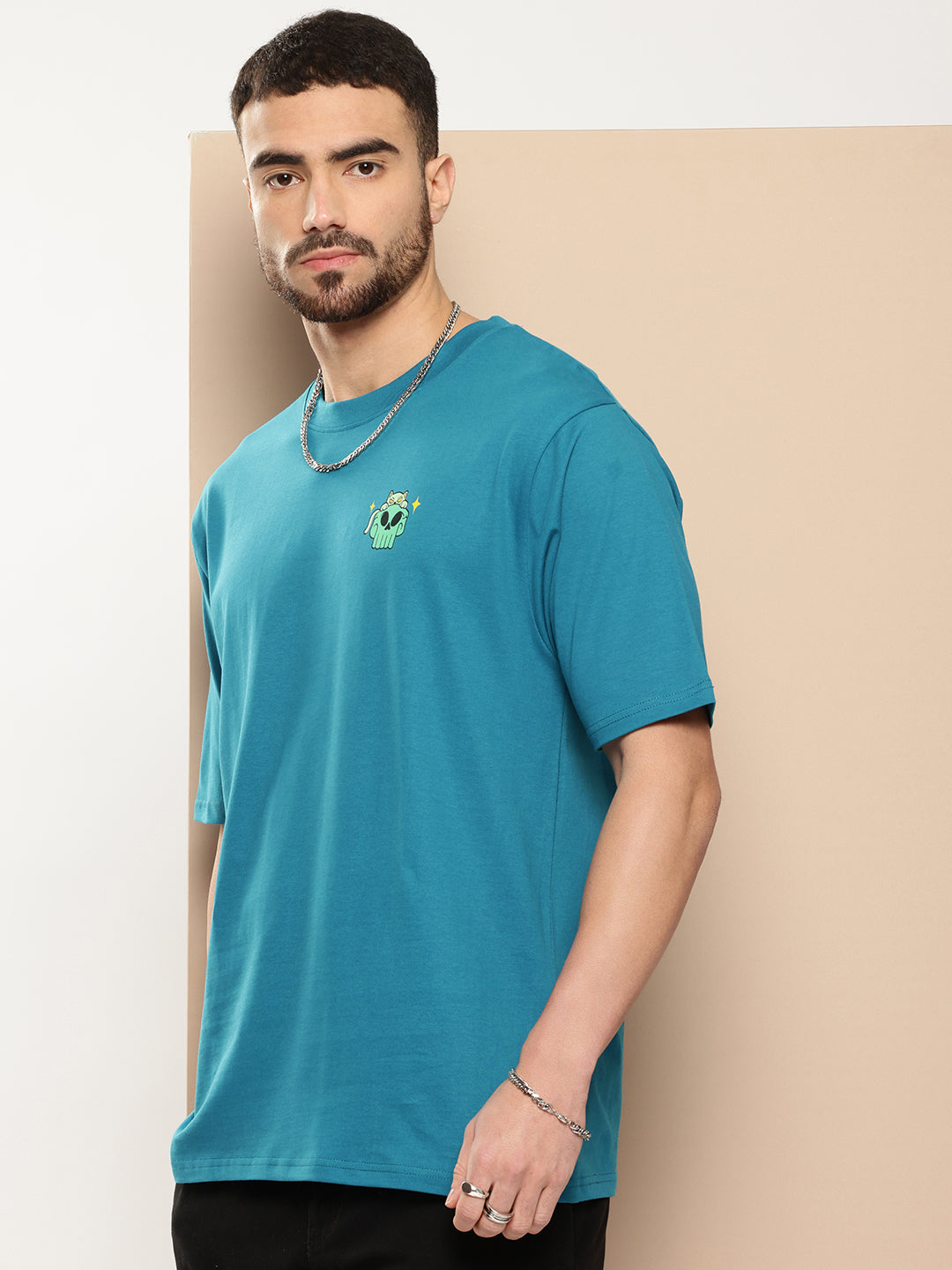 Mens Half Sleeve Round Neck Back Printed Oversized Fit Tshirts