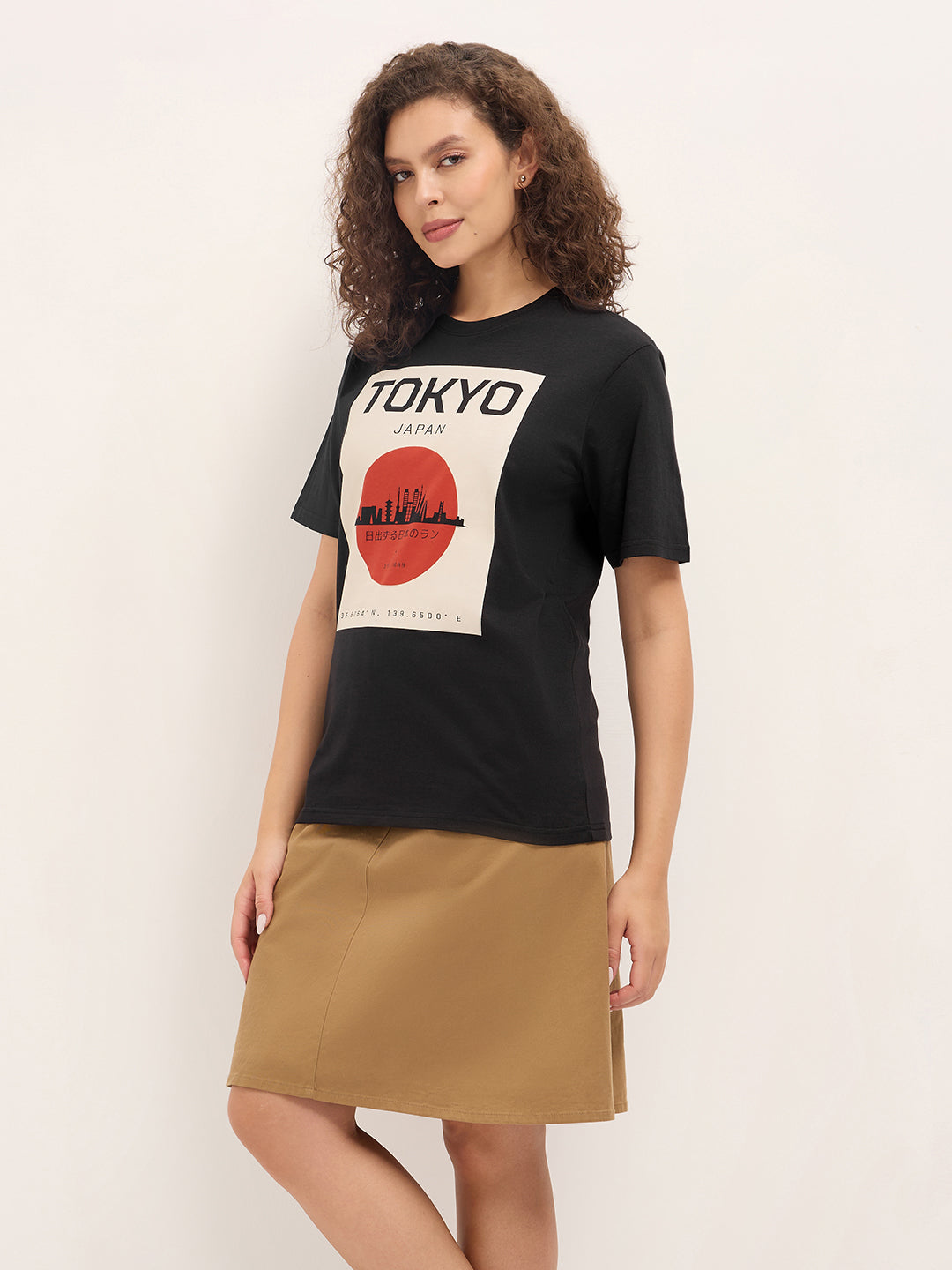 Womens Half Sleeve Round Neck Printed Oversized Fit Tshirts