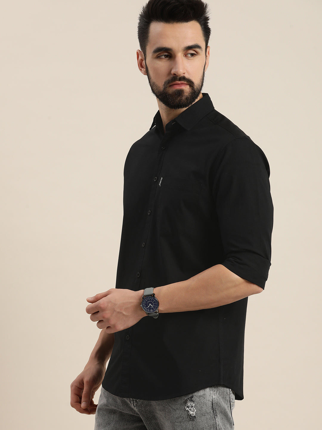 Mens Plain Full Sleeve Shirt With Pocket
