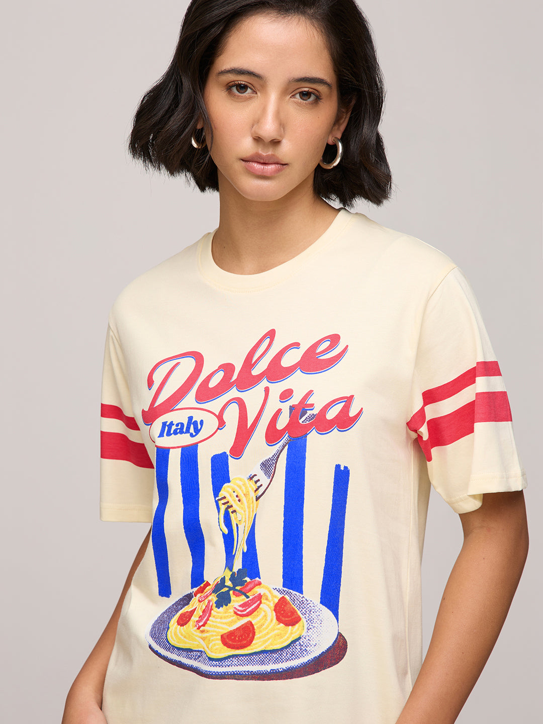 Womens Printed Oversized Fit Cotton T-Shirt