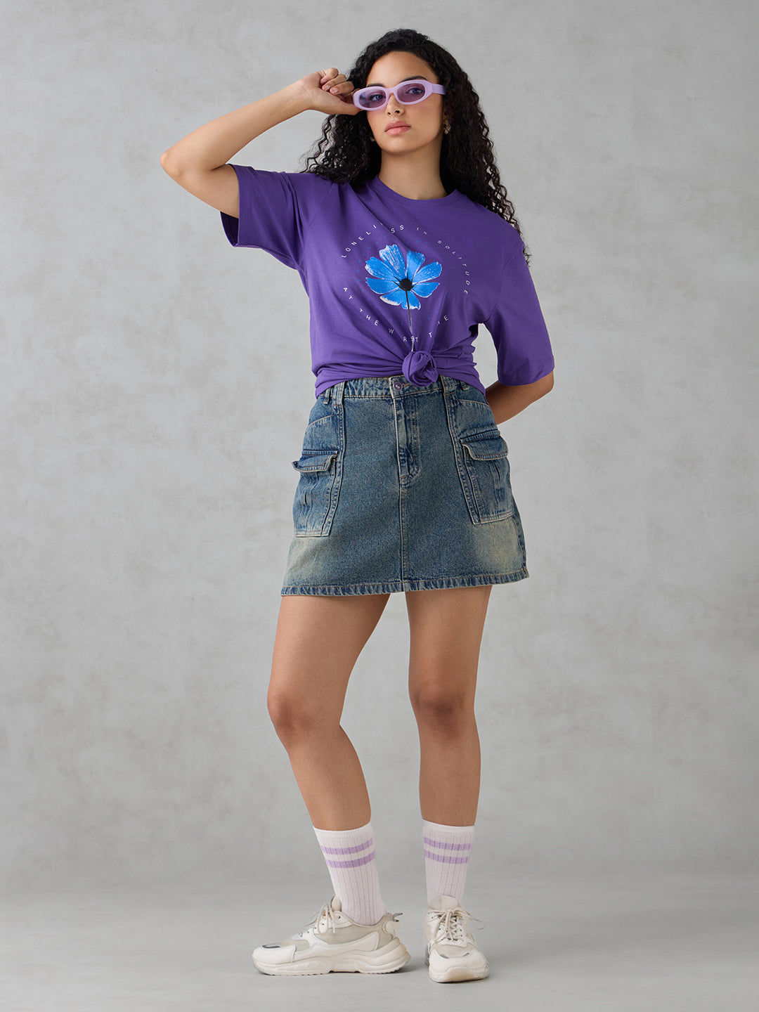 Womens Half Sleeve Printed Oversized Fit Tshirt