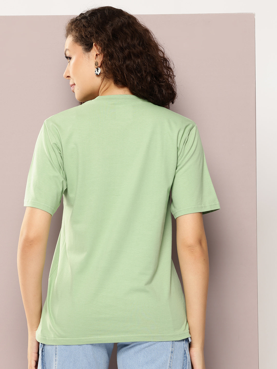 Womens Half Sleeve Round Neck Printed Oversized Fit Tshirts