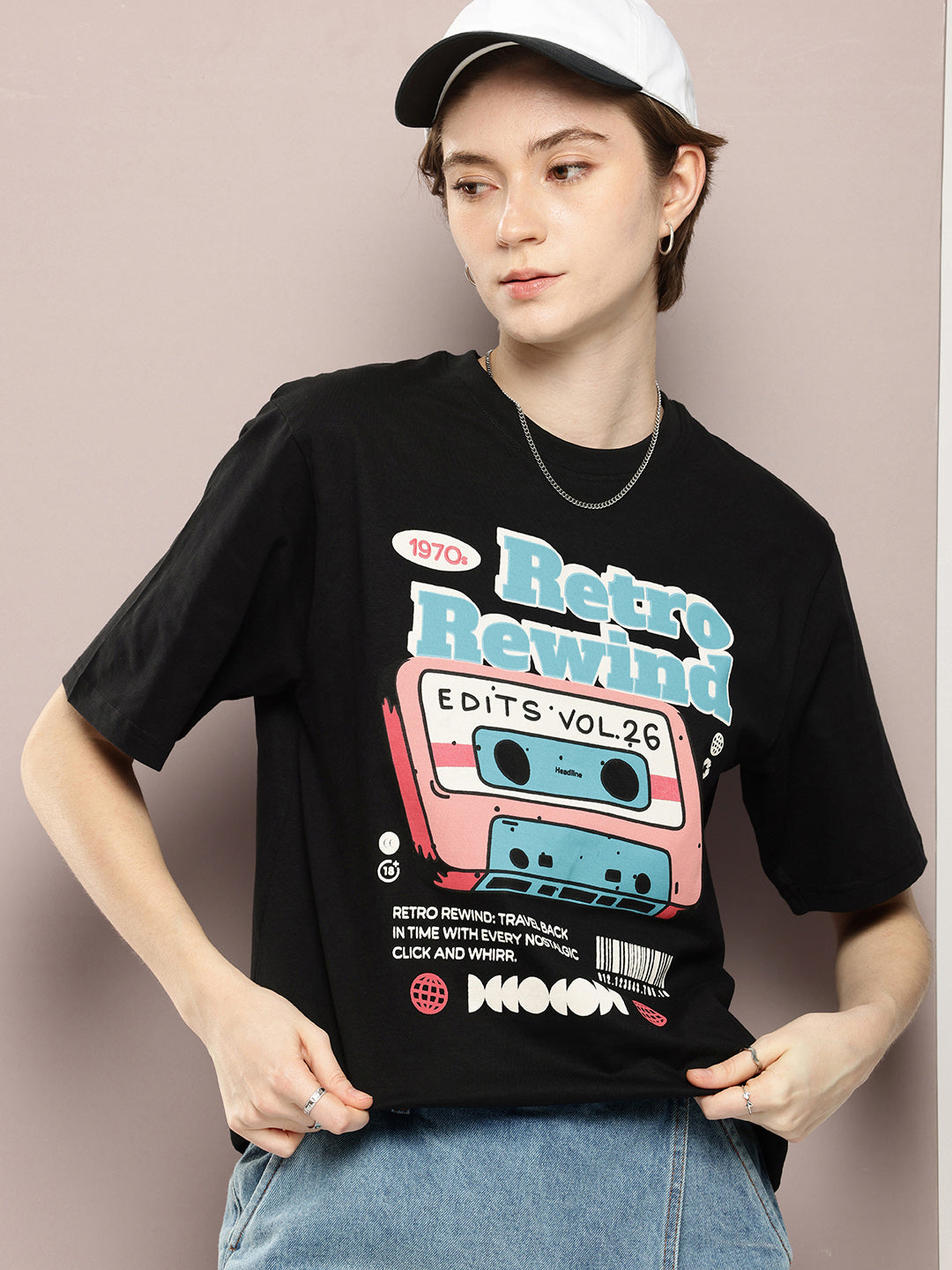 Womens Half Sleeve Round Neck Printed Oversized Fit Tshirts