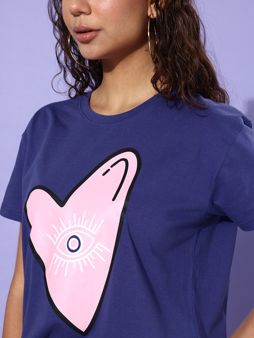 Womens Half Sleeve Round Neck Boxy Fit T-Shirts