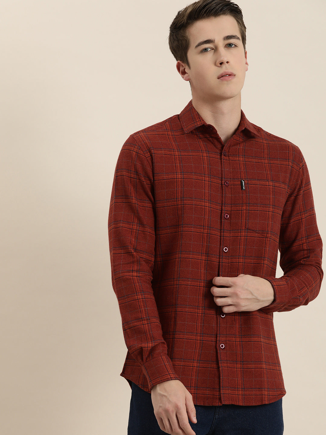 Men Checked Full Sleeve Shirt With Pocket