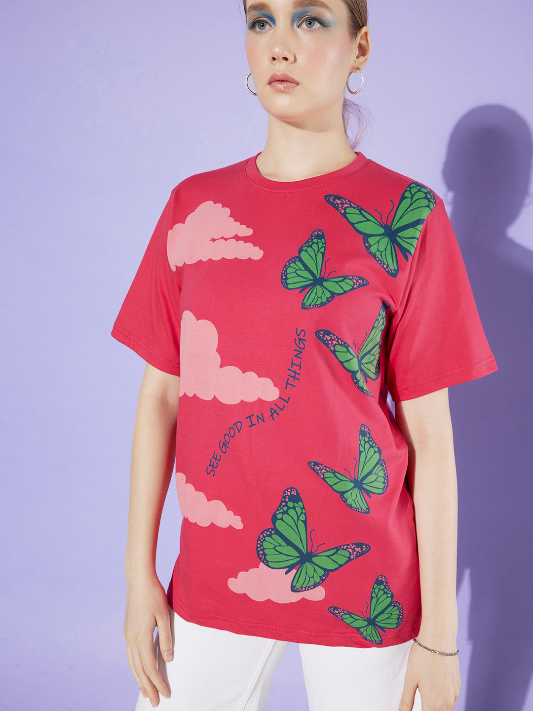 Womens Half Sleeve Round Neck Oversized Fit T-Shirts