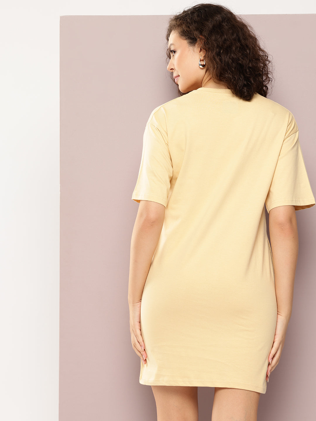 Womens Oversized Short Sleeves Printed Tshirt Dress