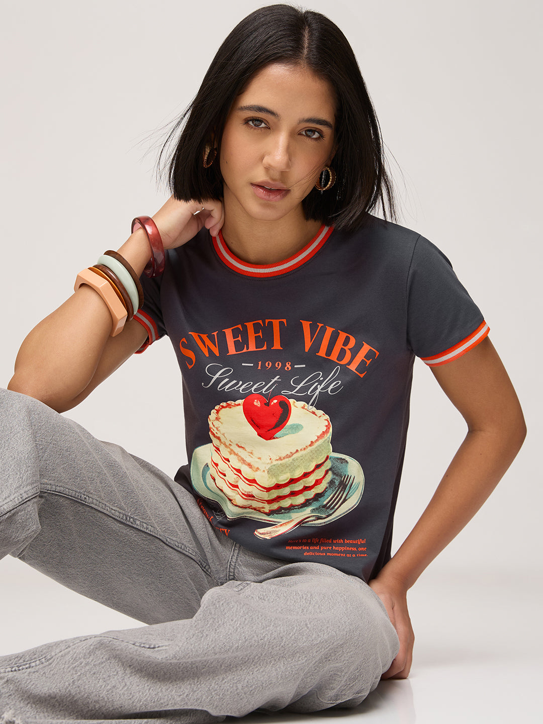 Womens Printed Regular Fit Cotton T-Shirt
