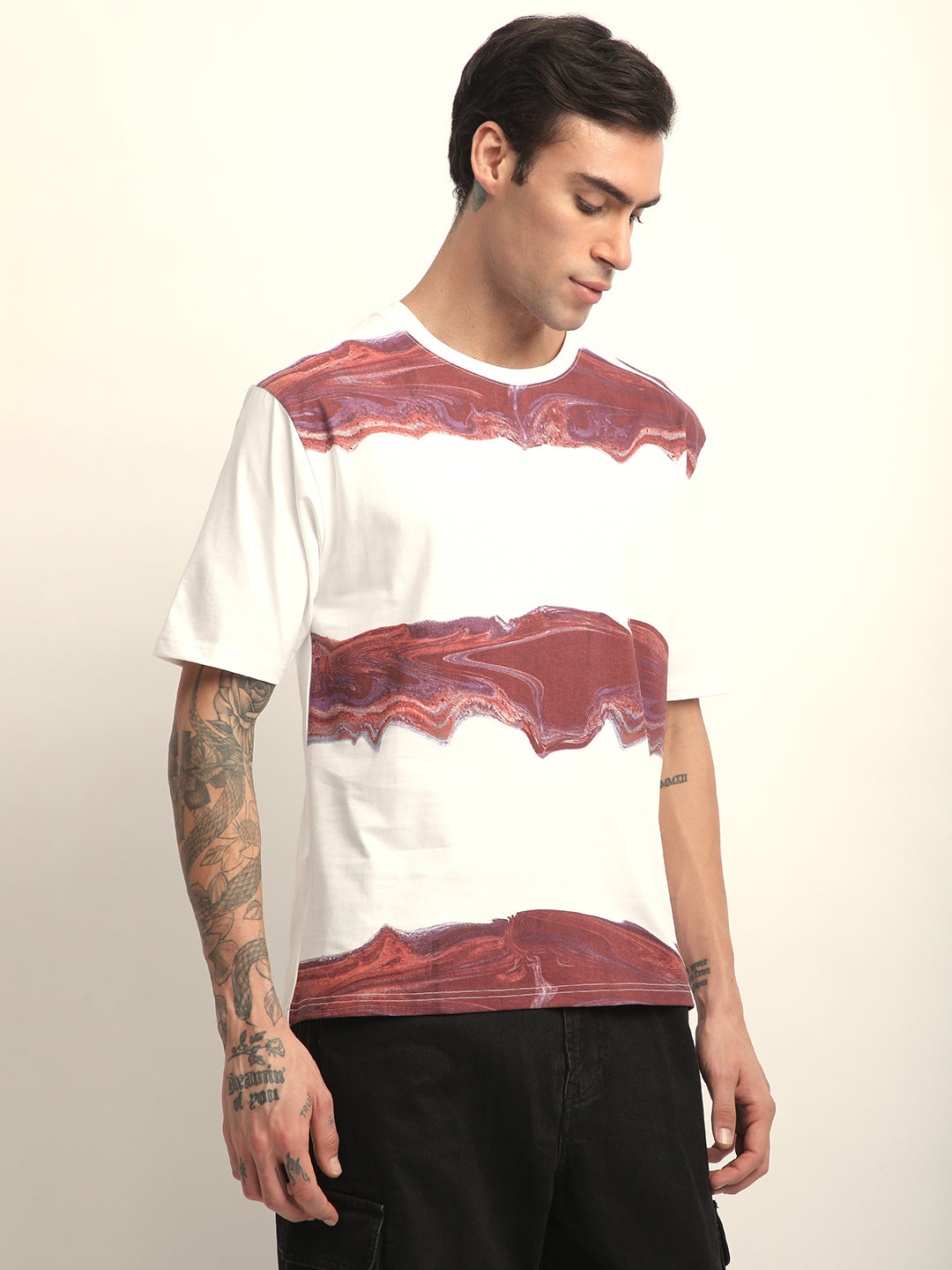 Mens Half Sleeve Round Neck Printed Oversized Fit Tshirts