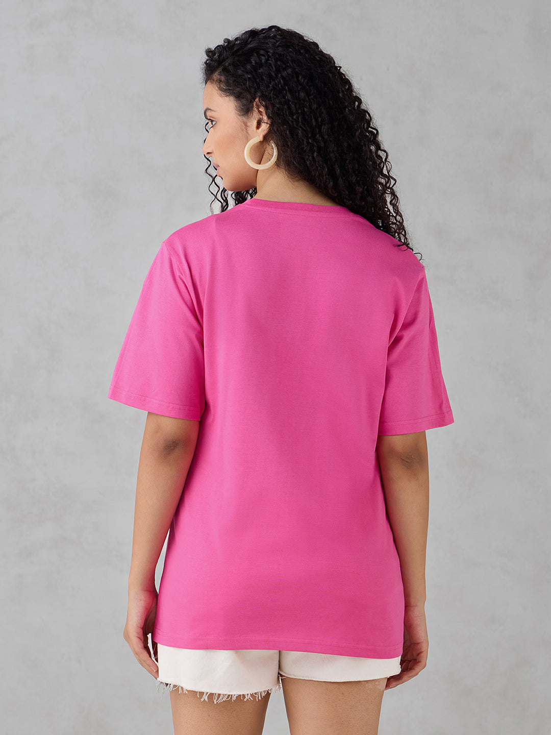 Womens Half Sleeve Puff Printed Oversized Fit Tshirt