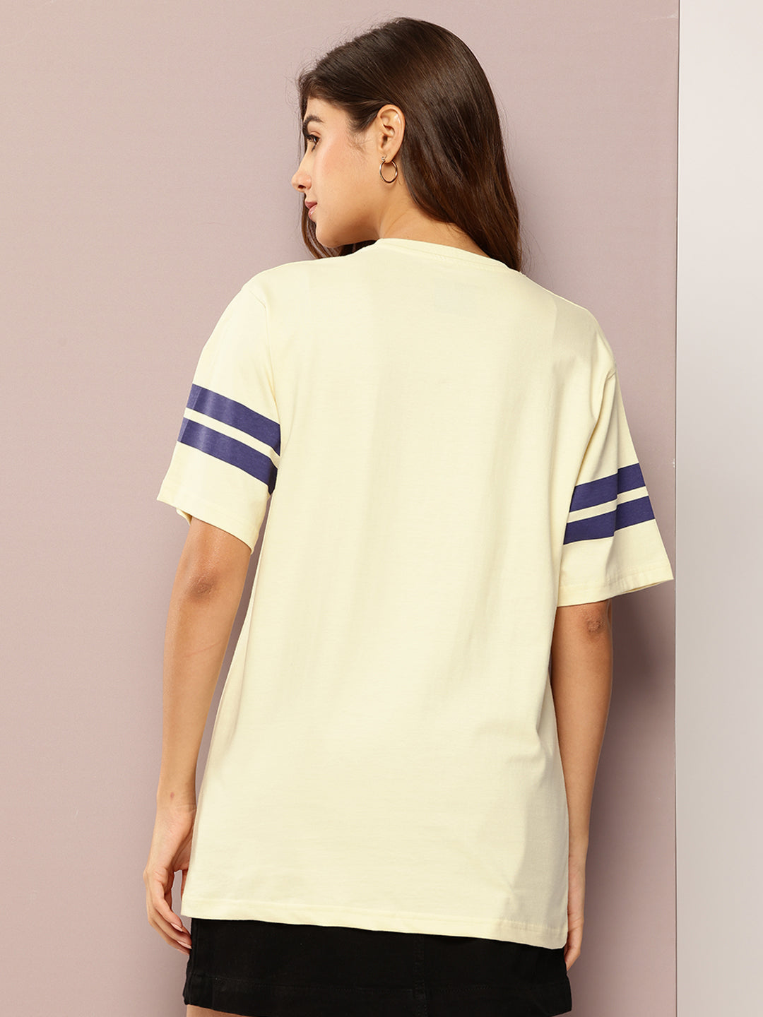 Womens Short Sleeve Puff Printed Oversized Fit Tshirt