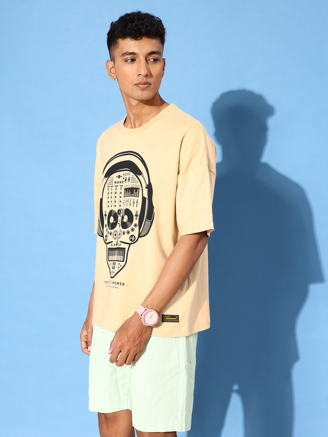 Mens Half Sleeve Drop Shoulder Printed Oversized Fit T-Shirts