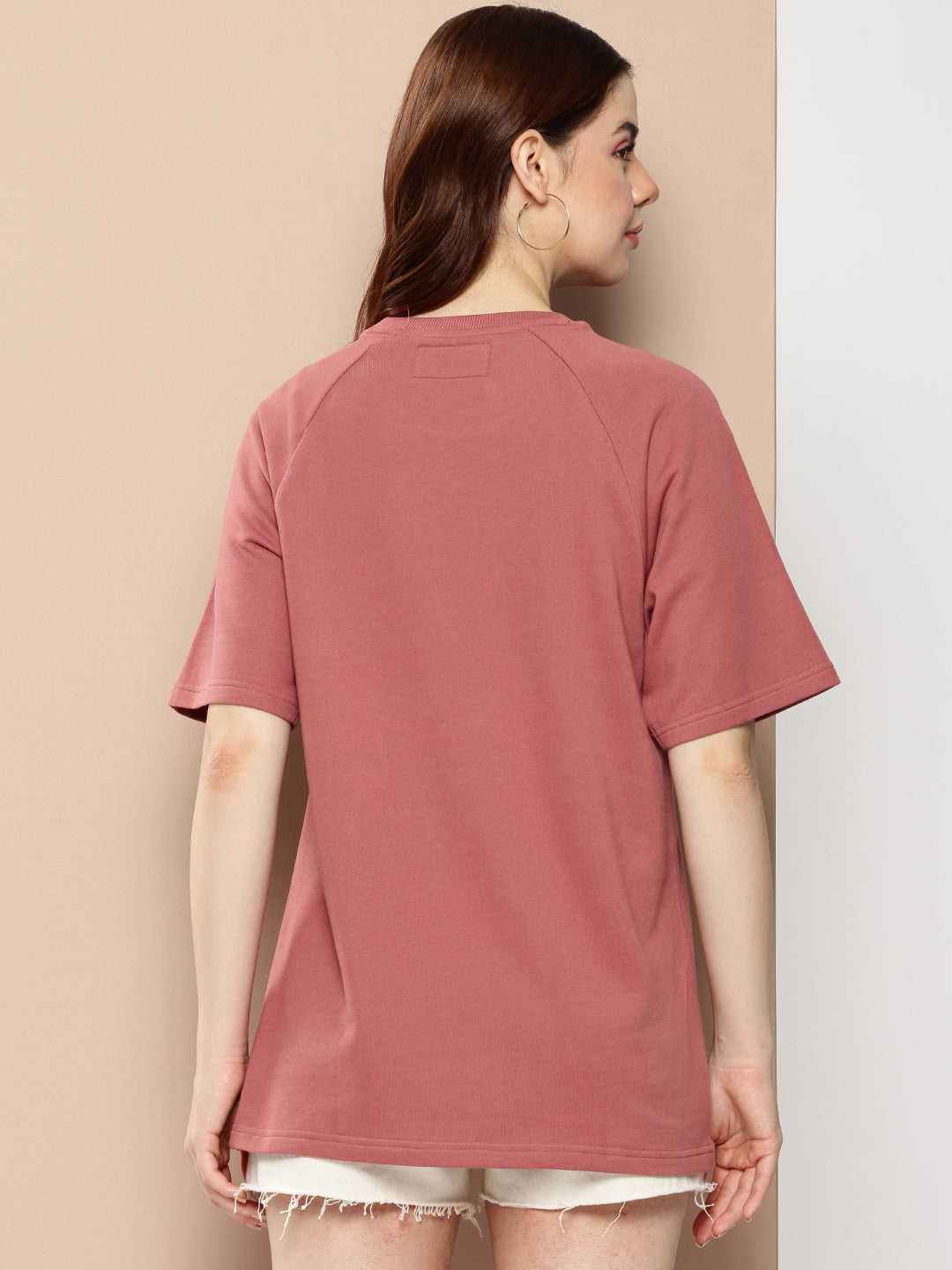 Womens Half Sleeve Round Neck Solid Oversized Fit Tshirts
