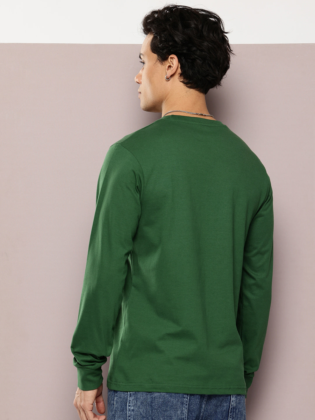 Mens Full Sleeve Round Neck Solid Regular Fit Tshirts