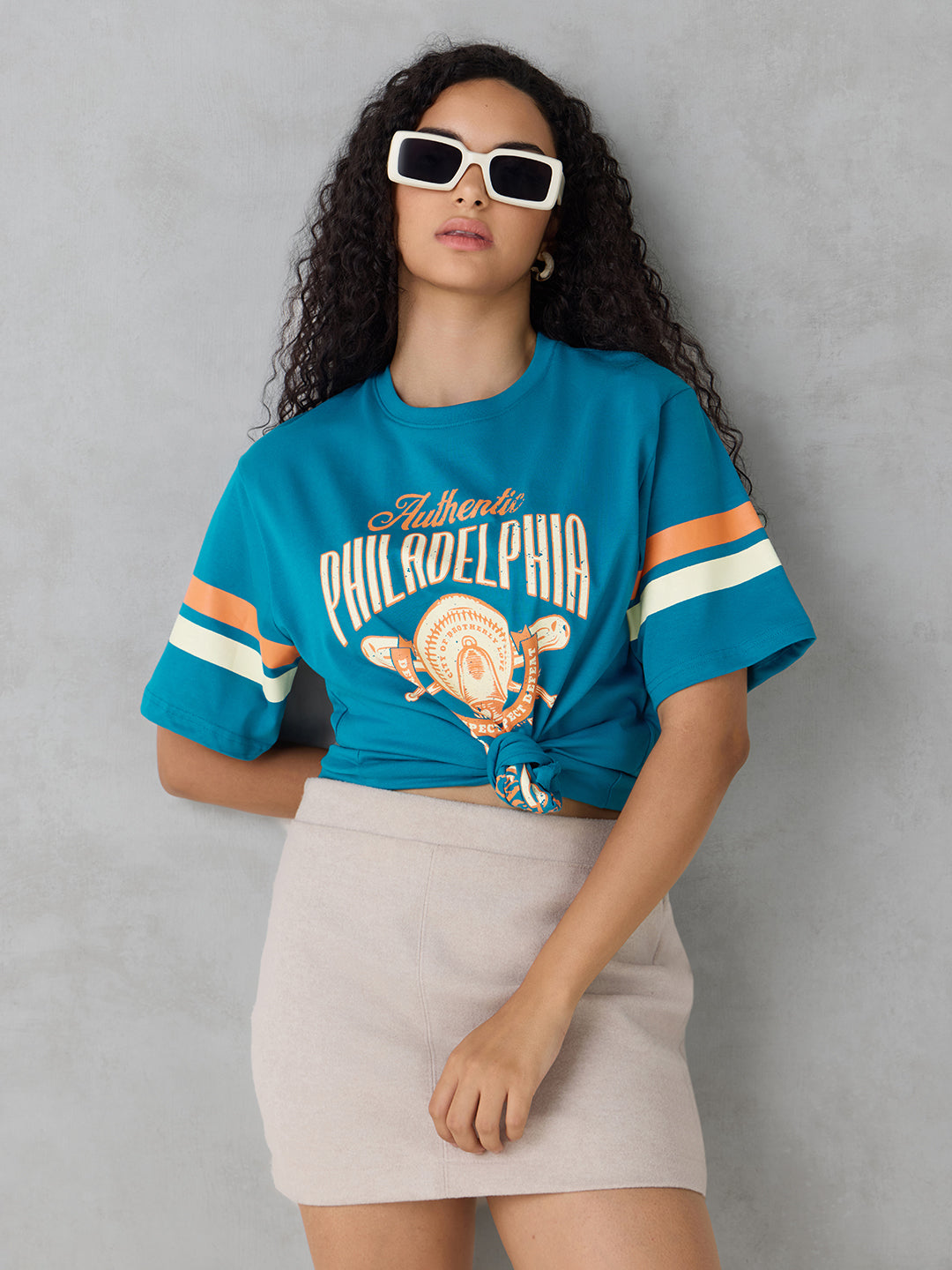 Womens Half Sleeve Printed Oversized Fit Tshirt