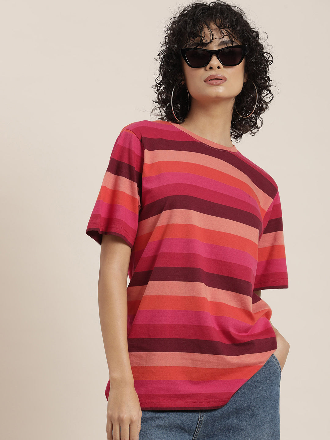 Womens Half Sleeve Round Neck Oversized Fit T-Shirts