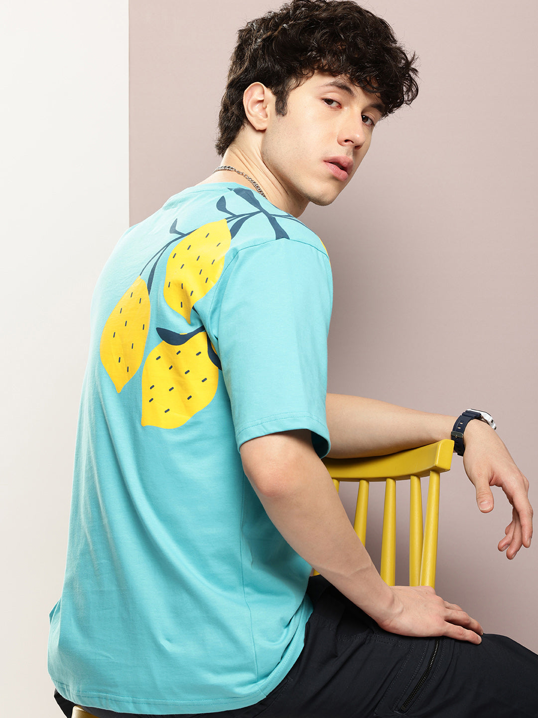 Mens Half Sleeve Round Neck All-Over Printed Oversized Fit Tshirts