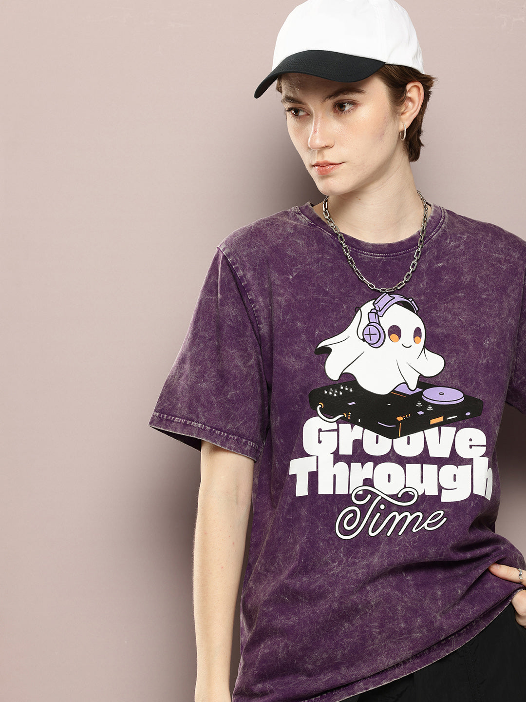 Womens Half Sleeve Round Neck Printed Oversized Fit Tshirts