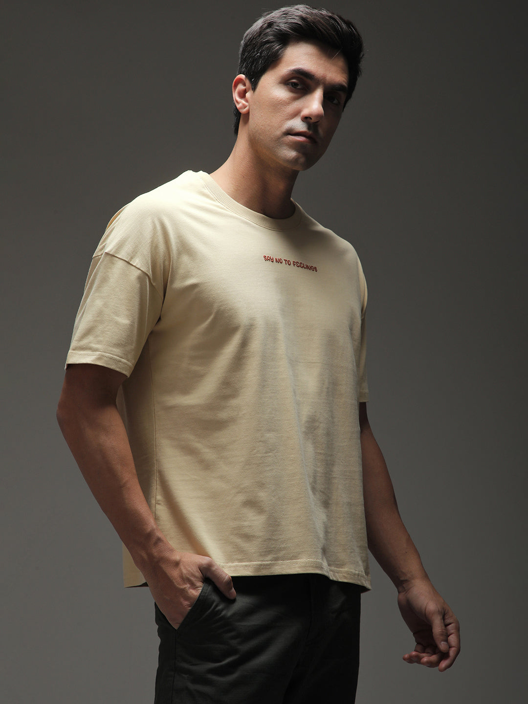 Mens Half Sleeve Drop Shoulder Printed Oversized Fit T-Shirts