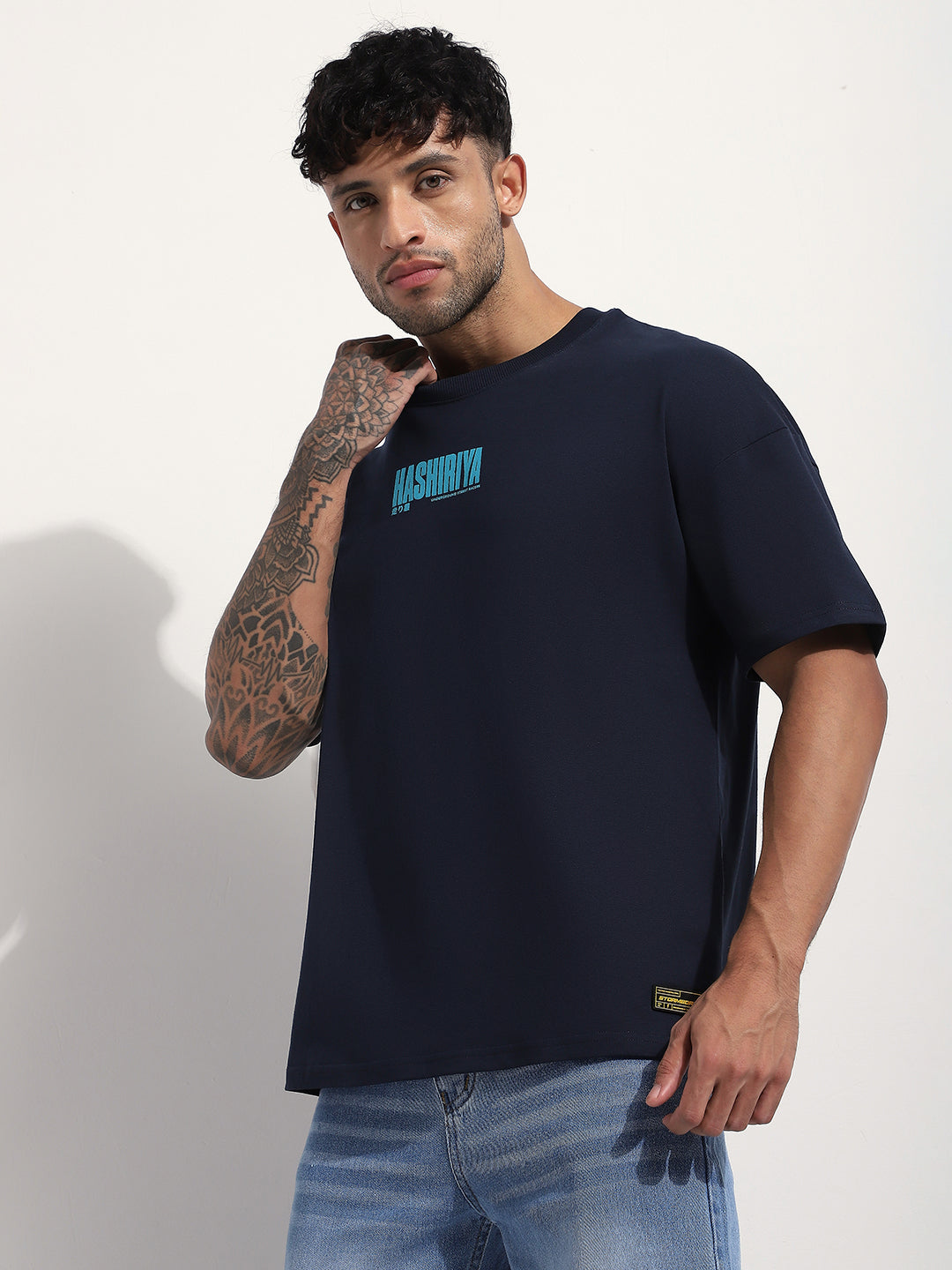 Mens Half Sleeve Drop Shoulder Printed Oversized Fit T-Shirts